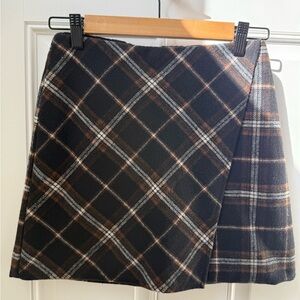 Hollister Black and Brown Plaid Mini Skirt